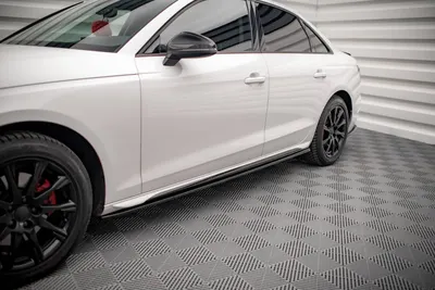 Maxton Design Seitenschweller-Ansätze für Audi A4 Limousine / Avant B9 Facelift – Schwarz glänzend