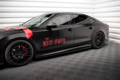 Maxton Design Seitenschweller-Ansätze für Audi A7 RS7 Look C7 – Schwarz glänzend