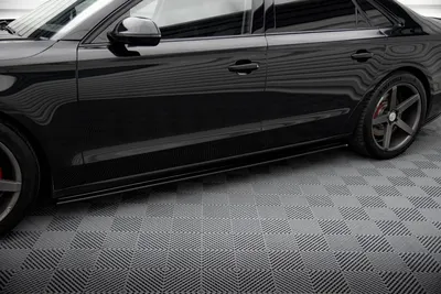 Maxton Design Seitenschweller-Ansätze für Audi A8 D4 – Schwarz glänzend