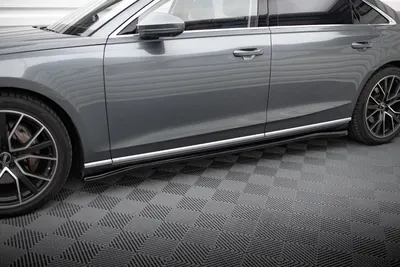 Maxton Design Seitenschweller-Ansätze für Audi A8 D5 – Schwarz glänzend