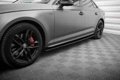 Maxton Design Seitenschweller-Ansätze für Audi S4 / A4 S line / A4 Competiton B9 / B9 Facelift – Schwarz glänzend