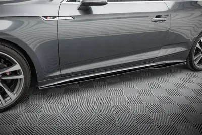 Maxton Design Seitenschweller-Ansätze für Audi S5 Coupé / A5 S line Coupé F5 Facelift – Schwarz glänzend