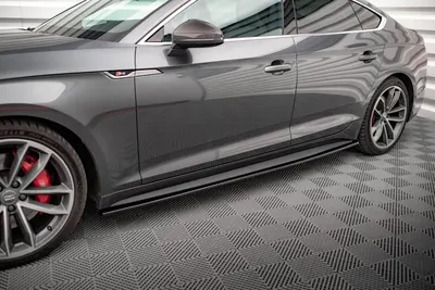 Maxton Design Seitenschweller-Ansätze für Audi S5 / A5 S line F5 Sportback – Schwarz glänzend