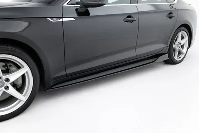 Maxton Design Seitenschweller-Ansätze für Audi S5 / A5 S line Sportback F5 – Schwarz glänzend