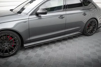 Maxton Design Seitenschweller-Ansätze für Audi S6 / A6 S line / A6 C7 Facelift – Schwarz glänzend