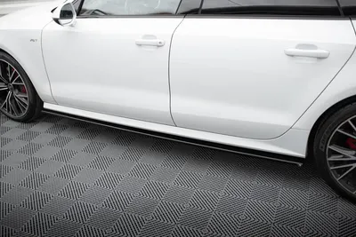 Maxton Design Seitenschweller-Ansätze für Audi S7 / A7 S line C7 Facelift – Schwarz glänzend