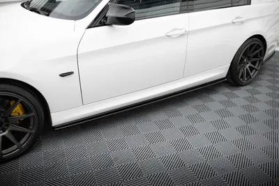 Maxton Design Seitenschweller-Ansätze für BMW 3er M-Paket Limousine / Touring E90 / E91 – Schwarz glänzend