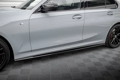 Maxton Design Seitenschweller-Ansätze für BMW 3er M340i / M-Paket G20 / G21 Facelift – Schwarz glänzend