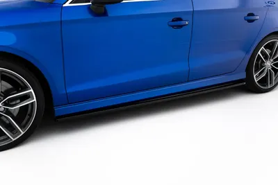Maxton Design Seitenschweller-Ansätze V.1 für Audi S3 / A3 S line 8V / 8V Facelift Limousine – Schwarz glänzend