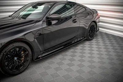 Maxton Design Seitenschweller-Ansätze V.1 für BMW M4 G82 / G82 Facelift – Schwarz glänzend