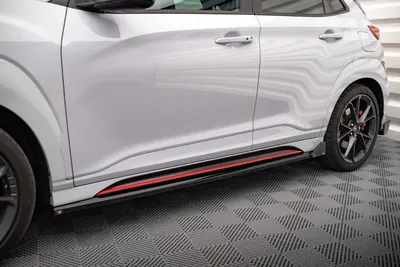 Maxton Design Seitenschweller-Ansätze V.1 mit Flaps für Hyundai Kona N Mk1 – Schwarz glänzend