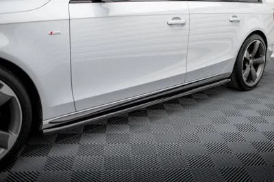 Maxton Design Seitenschweller-Ansätze V.2 für Audi A4 / A4 S line / S4 B8 – Schwarz glänzend
