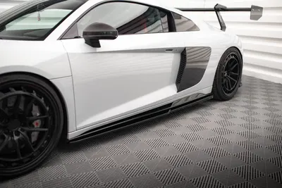 Maxton Design Seitenschweller-Ansätze V.2 für Audi R8 Mk2 Facelift – Schwarz glänzend