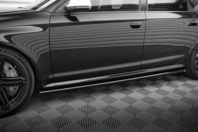 Maxton Design Seitenschweller-Ansätze V.2 für Audi RS6 Avant C6 – Schwarz glänzend
