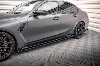 Maxton Design Seitenschweller-Ansätze V.2 für BMW M3 Limousine / Touring G80 / G81 – Schwarz glänzend