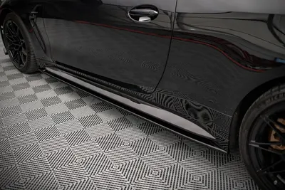 Maxton Design Seitenschweller-Ansätze V.2 für BMW M4 G82 / G82 Facelift – Schwarz glänzend