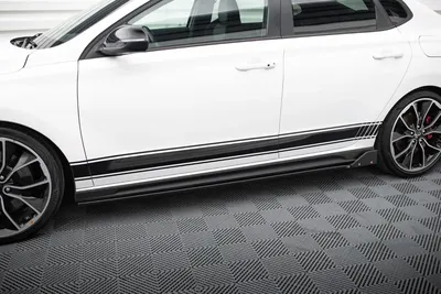 Maxton Design Seitenschweller-Ansätze V.2 mit Flaps für Hyundai i30 N / N-Line Schrägheck / Fastback Mk3 / Mk3 Facelift – Schwarz glänzend