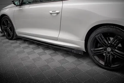 Maxton Design Seitenschweller-Ansätze V.2 mit Flaps für VW Scirocco R Mk3 – Schwarz glänzend