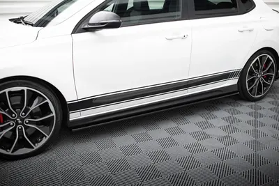 Maxton Design Seitenschweller-Ansätze V.3 für Hyundai i30 N Mk3 Schrägheck / Fastback – Schwarz glänzend