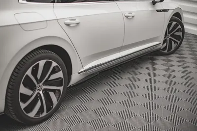 Maxton Design Seitenschweller-Ansätze für VW Arteon R/ R-Line Limousine / Shooting Brake Mk1 Facelift – Schwarz glänzend