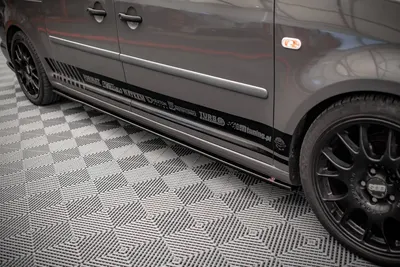 Maxton Design Seitenschweller-Ansätze für VW Caddy Long Mk3 Facelift – Schwarz glänzend