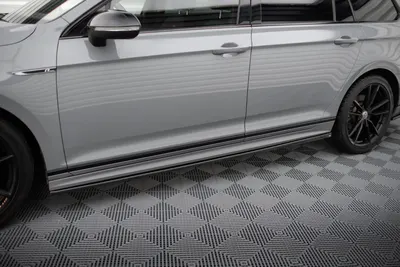 Maxton Design Seitenschweller-Ansätze für VW Passat R-Line B8 Facelift – Schwarz glänzend