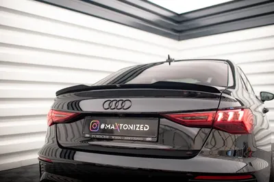 Maxton Design Spoilerlippe für Audi A3 / A3 S line / S3 / RS3 Limousine 8Y – Schwarz glänzend