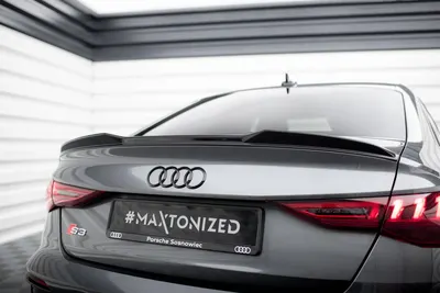 Maxton Design Spoilerlippe für Audi A3 / A3 S line / S3 / RS3 Limousine 8Y – Schwarz glänzend