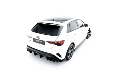 Maxton Design Spoilerlippe V.1 für Audi RS3 / S3 / A3 S line Sportback 8Y / 8Y Facelift – Schwarz glänzend