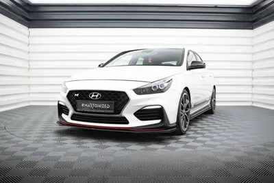 Maxton Design Street Pro Frontsplitter mit Flaps für Hyundai i30 N Mk3 Schrägheck / Fastback – Schwarz matt