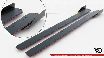 Maxton Design Street Pro Seitenschweller-Ansätze mit Flaps für Audi RS3 Limousine 8Y Facelift / Audi RS3 Sportback 8Y Facelift – Schwarz matt, Flaps schwarz glänzend