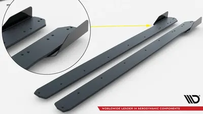 Maxton Design Street Pro Seitenschweller-Ansätze mit Flaps für BMW 2er Coupé M-Paket / M240i G42 – Schwarz matt, Flaps schwarz glänzend