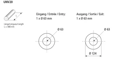 BASTUCK Universal-Schalldämpfer rund 124 mm, Länge 480 mm – universell (UNV20)