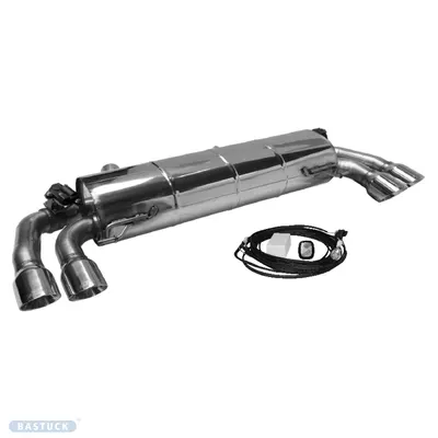 BASTUCK Endschalldämpfer mit Doppel-Endrohr 2x Ø 90 mm LH+RH (im RACE Look), 30° schräg für BMW 3er G20/G21 / 4er G22/G23/G26 (BMWG20-K/Q90RS+S)