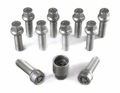 H&R Felgenschloss-Set M14 Kugelbund R14mm, M14x1,5, Schaft 28 mm, silber – 1452802SET