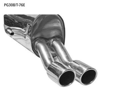 BASTUCK Endschalldämpfer mit Doppel-Endrohr 2 x Ø 76 mm 20° schräg geschnitten mit Lippe für Peugeot 308 (PG308/T-76E)