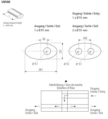 BASTUCK Universal-Schalldämpfer oval querliegend 261 x 131 mm, Länge 600 mm – universell (UNV80)