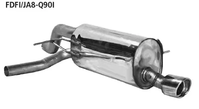 BASTUCK Endschalldämpfer mit Einfach-Endrohr RH 1 x Ø 90 mm, 20° schräg geschnitten für Ford Fiesta JA8 (ab Bj. 2008) (FDFI/JA8-Q90I)