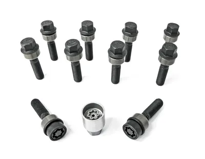 H&R Felgenschloss-Set M14 mit beweglichem Kugelbund R14mm, M14x1,5, Schaft 74 mm, schwarz – B1457406SET