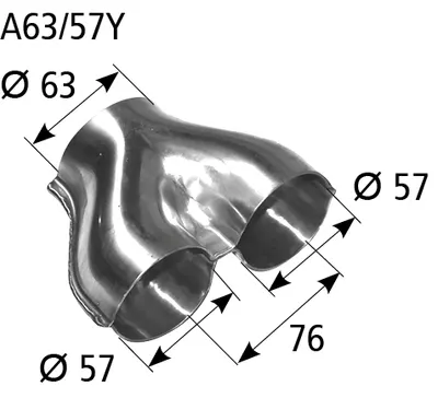 BASTUCK Y-Stück Eingang Ø 63 mm 2x Ausgang Ø 57 mm – universell (A63/57Y)