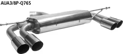 BASTUCK Endschalldämpfer mit Doppel-Endrohr 2 x Ø 76 mm LH + RH 20° schräg geschnitten für Audi A3 8P/S3 8P / Golf 6 (AUA3/8P-Q76S)