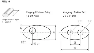 BASTUCK Universal-Schalldämpfer oval 261 x 134 mm, Länge 300 mm – universell (UNV10)