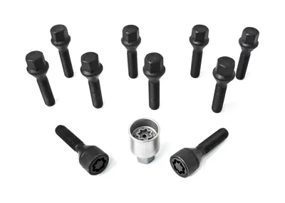 H&R Felgenschloss-Set M12 Kegelbund 60°, M12x1,5, Schaft 48 mm, schwarz – B1254801SET