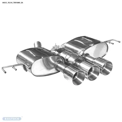 BASTUCK Endschalldämpfer mit 3-fach-Endrohr 2x Ø100mm 1x Ø 110 mm Ausgang Mitte (im RACELook) für Honda Civic (HOCC/FL5-K/TM100R)