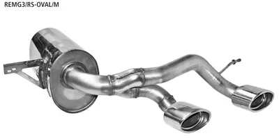 BASTUCK Endschalldämpfer mit 2 Endrohren Oval, 20° schräg 120 x 80 mm Ausgang mittig für Renault Megane 3 Benziner Turbo (REMG3/RS-OVAL/M)