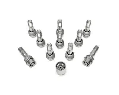 H&R Felgenschloss-Set M15 mit beweglichem Kugelbund R14mm, M15x1,25, Schaft 64 mm, silber – 15256407SET
