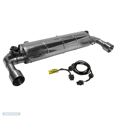 BASTUCK Endschalldämpfer mit Einfach-Endrohr 1x Ø 100 mm LH+RH (im RACE Look) für BMW 3er G20/G21 / 4er G22/G23/G26 (BMWG20-K/T100R)