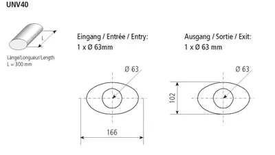 BASTUCK Universal-Schalldämpfer oval 166 x 102 mm, Länge 300 mm – universell (UNV40)
