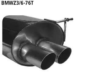 BASTUCK Endschalldämpfer mit Doppel-Endrohr 2 x Ø 76 mm für BMW Z3 Roadster / Coupé 2,2l + 3,0l (BMWZ3/6-76T)