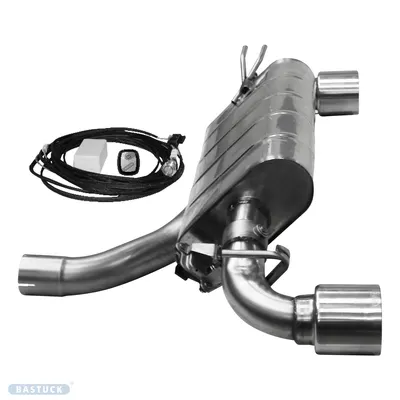 BASTUCK Endschalldämpfer mit Einfach-Endrohr 1x Ø 100 mm LH+RH, (im RACE Look) für Toyota GR Yaris ab 2020 (TOYA/GR-K/T100R)